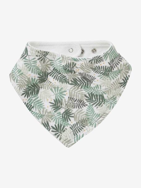 Lot 3 bavoirs bandanas en gaze de coton BLANC+carreaux vert+écru+lot beige+lot renard+lot vert panda+vert sauge - vertbaudet enfant 