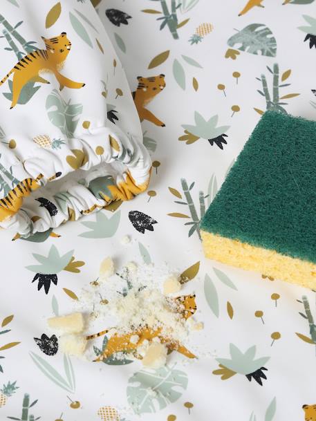 Bavoir manches longues blanc imprimé+imprimé tigres - vertbaudet enfant 