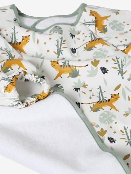 Slabbetje met lange mouwen VERTBAUDET tijgerprint+wit, bedrukt - vertbaudet enfant 