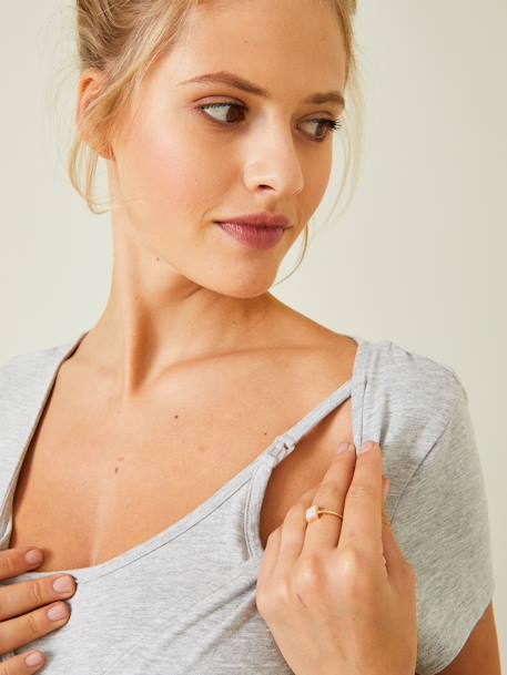 Lot de 2 T-shirts cache-coeur grossesse et allaitement LOT MARINE/GRIS+noir - vertbaudet enfant 