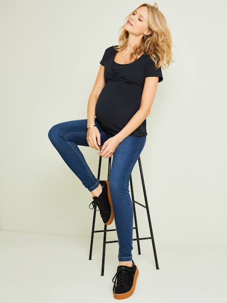 Lot de 2 T-shirts cache-coeur grossesse et allaitement LOT MARINE/GRIS+noir - vertbaudet enfant 