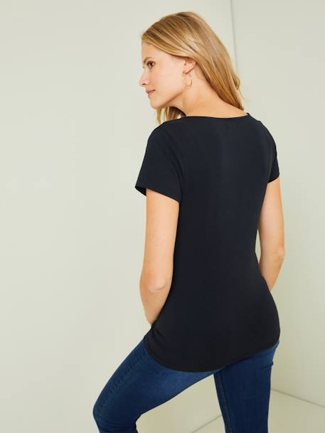 Lot de 2 T-shirts cache-coeur grossesse et allaitement LOT MARINE/GRIS+noir - vertbaudet enfant 