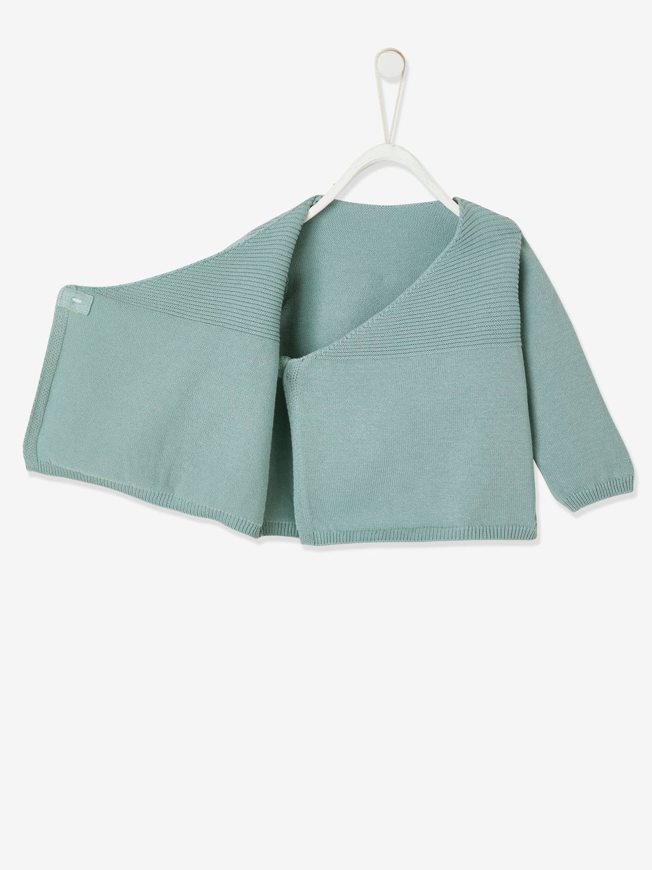 VERTBAUDET Brassière Bébé Naissance Coton Bio Écru – Manches Longues, Ouverture Croisée, 3 Mois (60 Cm)