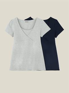 -Lot de 2 T-shirts cache-coeur grossesse et allaitement