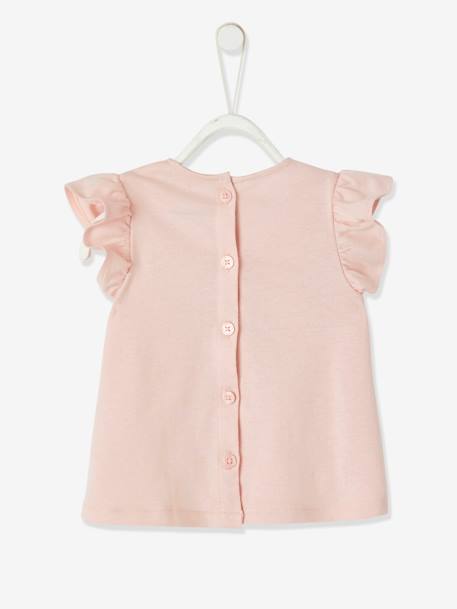 T-shirt met bloemen in reliëf baby grijsroze+vanille - vertbaudet enfant 