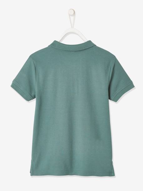 Polo garçon manches courtes broderie poitrine blanc+bleu+kaki clair+MARINE+vert émeraude - vertbaudet enfant 