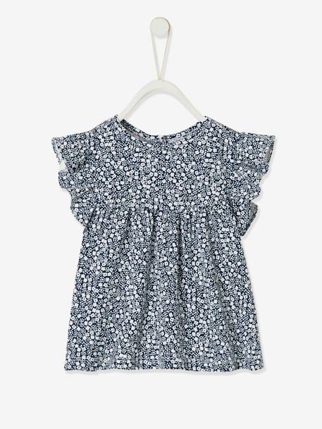 Baby T-shirt met bloemenprint marineblauw met print - vertbaudet enfant 