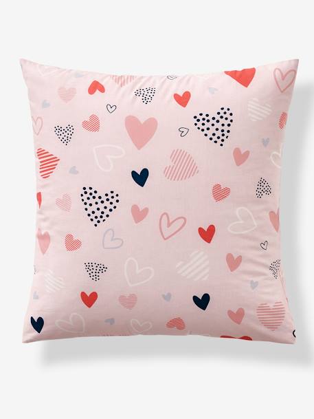 Set dekbedovertrek + kussensloop kind HARTJESFEEST Basics roze/meerkleurig - vertbaudet enfant 