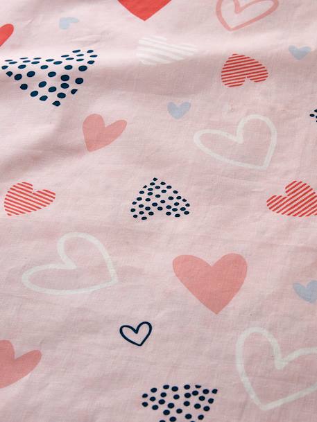 Set dekbedovertrek + kussensloop kind HARTJESFEEST Basics roze/meerkleurig - vertbaudet enfant 