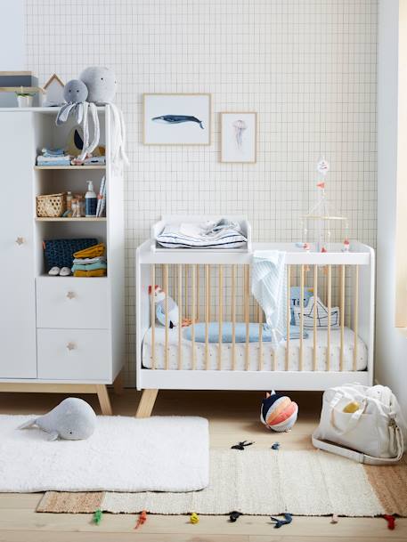 Lit bébé à barreaux LIGNE GRANDE OURSE - blanc / bois, Chambre et rangement