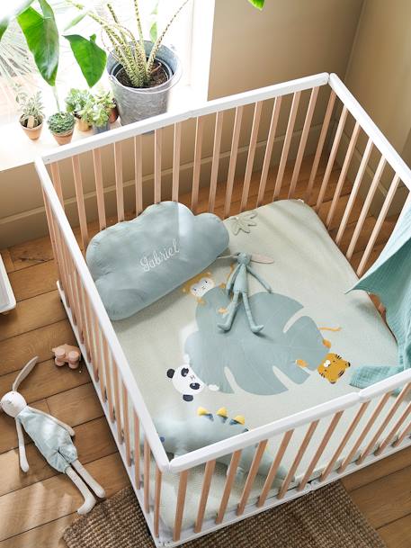 Lot de 2 housses pour fond de parc Hérissons+vert et blanc - vertbaudet enfant 