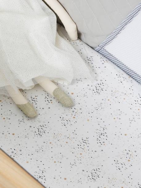 Lot de 2 housses pour berceau et cododo en coton bio* blanc+blanc imprimé+écru+marine/écru - vertbaudet enfant 