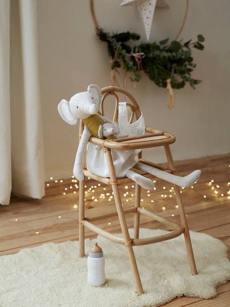 Chaise haute poupon en rotin beige - vertbaudet enfant 