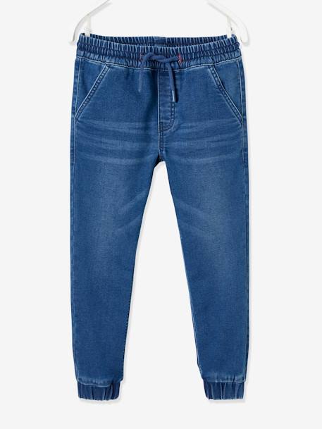 Pantalon jogger en denim effet molleton facile à enfiler garçon denim gris+stone - vertbaudet enfant 