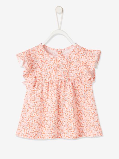 T-shirt imprimé fleurs bébé marine imprimé+orange imprimé+turquoise - vertbaudet enfant 