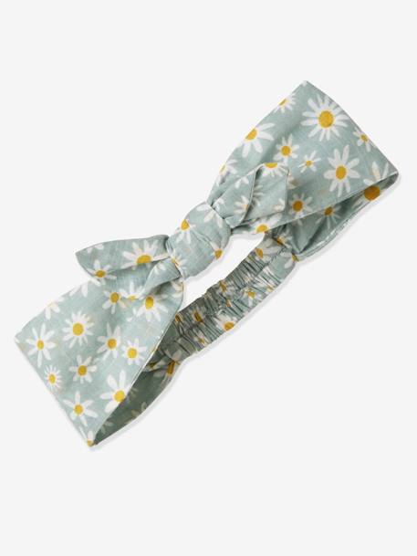 Bedrukt setje pakje + hoofdband baby meisje lichtroze+roze (poederkleur)+zeegroen met print - vertbaudet enfant 