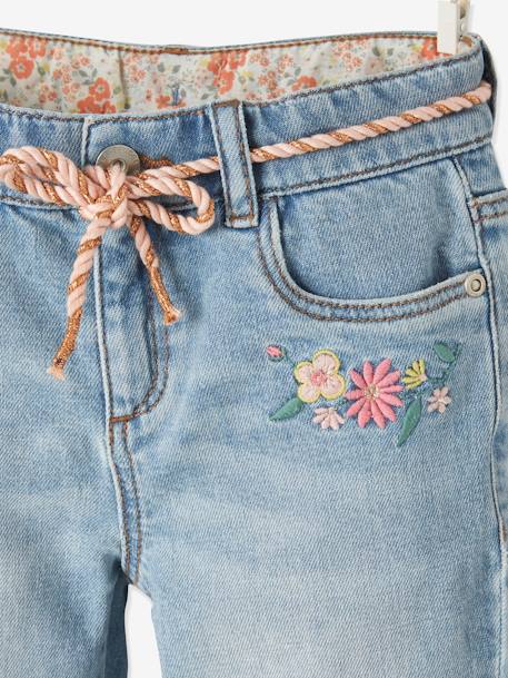 Bermuda jeans voor meisjes met geborduurde bloemen double stone - vertbaudet enfant 