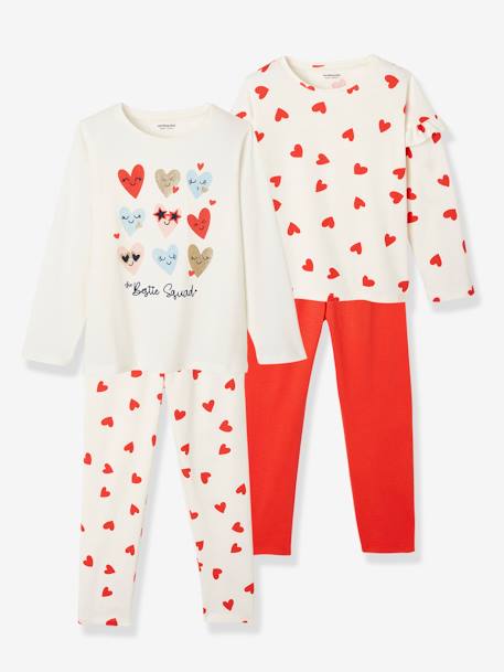 Lot de 2 pyjamas fille coeurs ivoire - vertbaudet enfant 