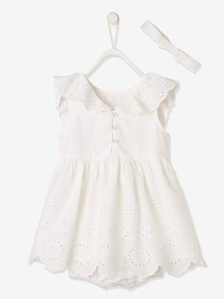 Ceremonieset voor baby met jurk, bloomer en haarband ivoor - vertbaudet enfant 