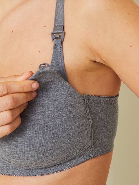 2 gewatteerde borstvoedings- & zwangerschapsbeha's in stretch katoen marineblauw+SET GECHINEERD GRIJS + GECHINE+Set zwart/wit - vertbaudet enfant 