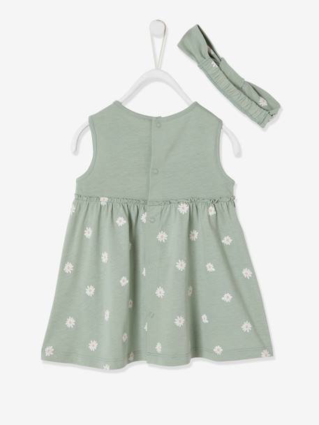 Robe bébé naissance et bandeau assorti tilleul imprimé - vertbaudet enfant 
