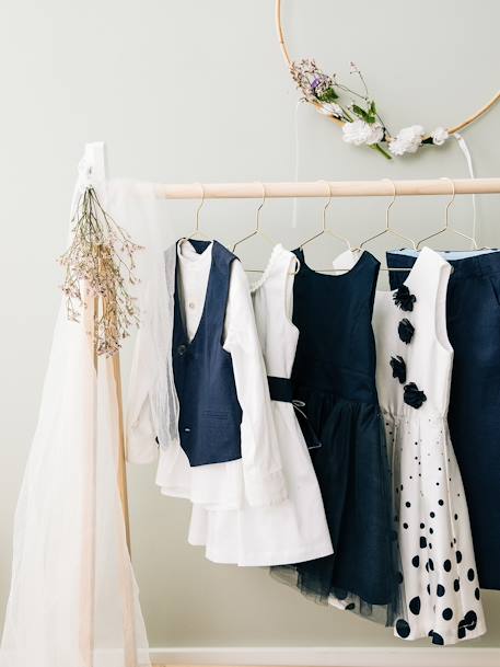 Veste garçon cérémonie sans manches en coton/ lin bleu+marine foncé+vert sauge - vertbaudet enfant 