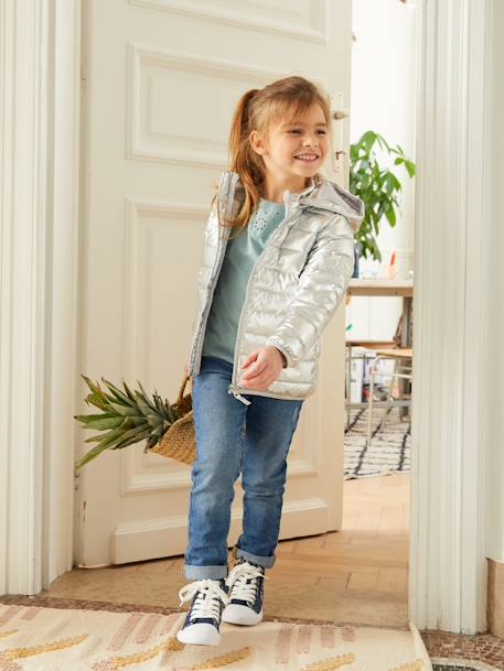 T-shirt fille détails en broderie anglaise corail+fuchsia+VERT PALE - vertbaudet enfant 