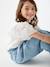 Pantacourt fille large en denim léger style 'paperbag' bleu moyen+double stone - vertbaudet enfant 