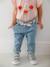 T-shirt bébé fleurs en relief rose grisé+vanille - vertbaudet enfant 