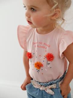 Baby-T-shirt, coltrui-T-shirt met bloemen in reliëf baby