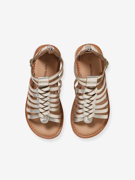 Hoge leren sandalen voor meisjes goud+ZWART - vertbaudet enfant 