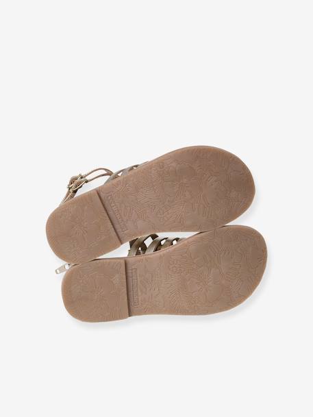 Hoge leren sandalen voor meisjes goud+ZWART - vertbaudet enfant 