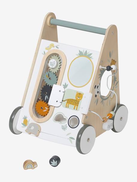 Chariot de marche avec freins HANOÏ en bois FSC® multicolore - vertbaudet enfant 