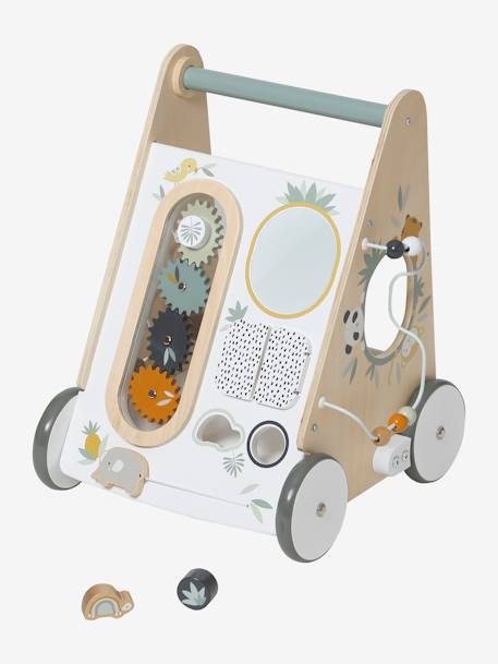 Chariot de marche avec freins HANOÏ en bois FSC® multicolore - vertbaudet enfant 