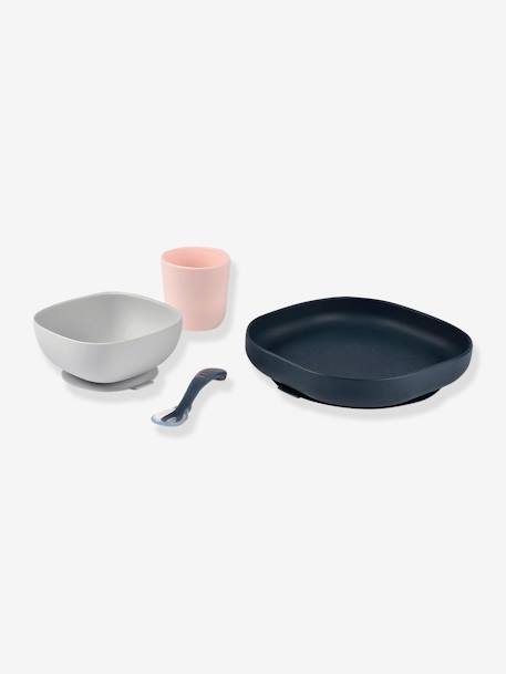 Set vaisselle 4 pièces silicone JAUNE+JUNGLE+NIGHT BLUE+ROSE+terracotta - vertbaudet enfant 