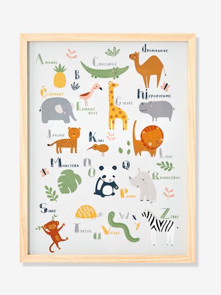 Cadre + affiche Abécédaire Jungle beige - vertbaudet enfant 