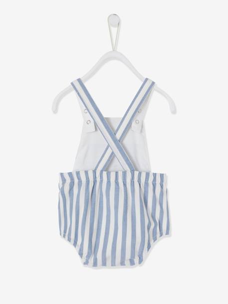 Combinaison bébé naissance forme barboteuse bleu chambray rayé+écru - vertbaudet enfant 