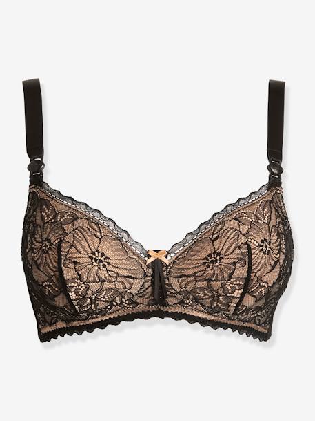 Soutien-gorge de grossesse et d'allaitement Iris CACHE C¼UR sans armatures NOIR+NUDE - vertbaudet enfant 