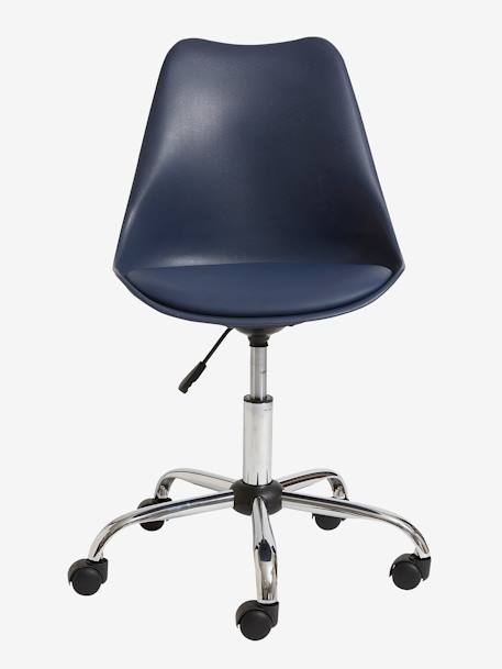 Kinderbureaustoel op wieltjes Blauw+marineblauw+rozen - vertbaudet enfant 