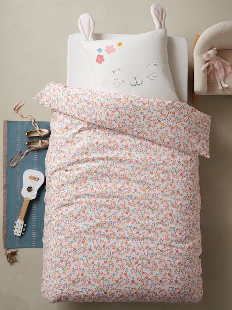 Drap housse LAPIN ROMANTIQUE IVOIRE / ROSE - vertbaudet enfant 