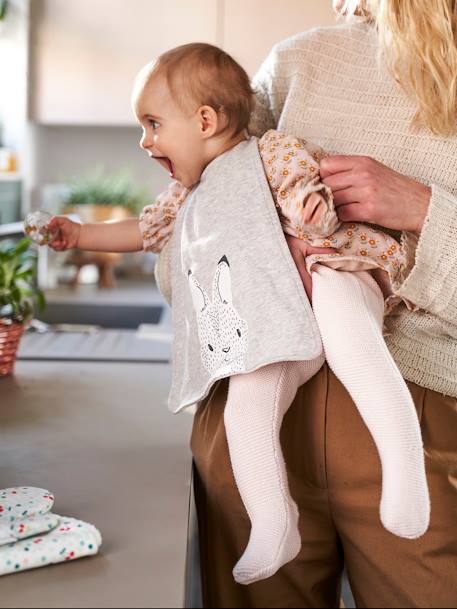 Grand bavoir beige ourson+bleu glacier+gris chiné+souris - vertbaudet enfant 