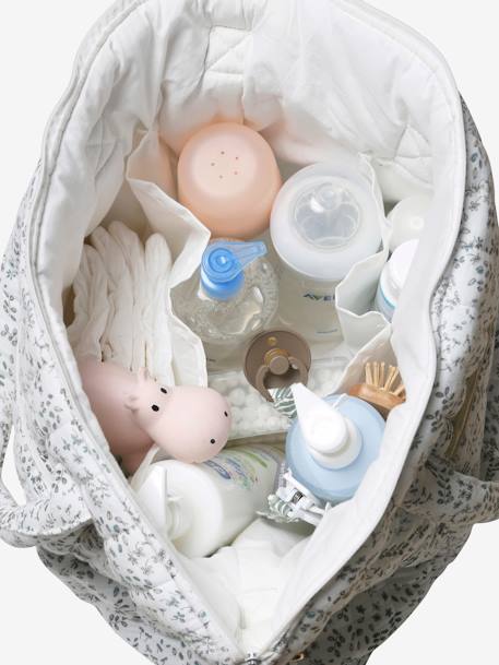 Sac à langer en gaze de coton Plume beige imprimé+blanc imprimé+IVOIRE IMPRIME+ivoire végétal+vanille - vertbaudet enfant 