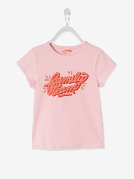 Tee-shirt fille Family team collection capsule vertbaudet et Studio Jonesie en coton bio rose - vertbaudet enfant 