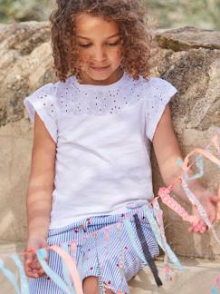 -T-shirt fille détails en broderie anglaise