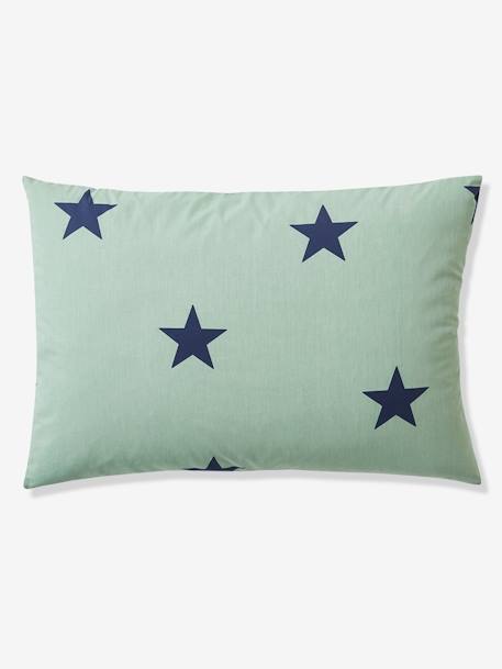 Parure housse de couette enfant et taie d'oreiller DREAM BIG kaki / étoiles marine - vertbaudet enfant 
