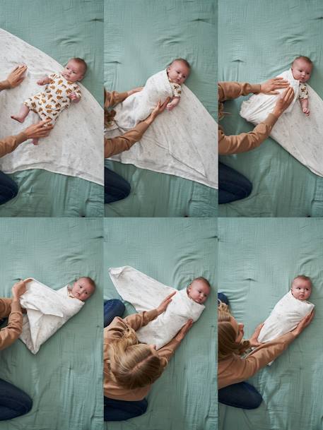 AOOPOO Couverture D'Emmaillotage Bébé 110x110 Cm – Mousseline De Coton 4 Couches Ultra Douce, Motifs Mignons Animaux Pour Nouveau-né Fille Ou Garçon