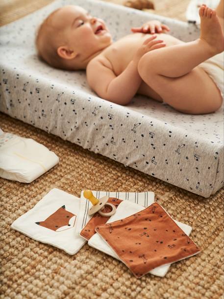 Lot de 6 lingettes lavables imprimé tigres+lot renard - vertbaudet enfant 