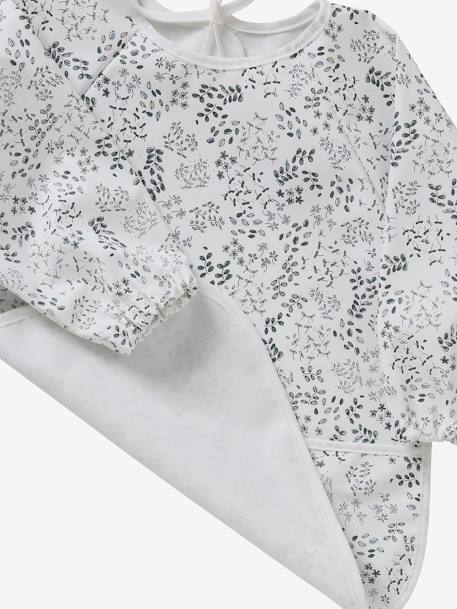 Bavoir tablier manches longues écru+imprimé végétal+multicolore+renard - vertbaudet enfant 