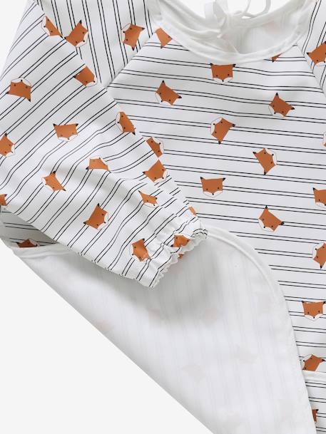 Bavoir tablier manches longues écru+imprimé végétal+multicolore+renard - vertbaudet enfant 