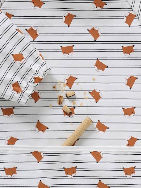 Bavoir tablier manches longues écru+imprimé végétal+multicolore+renard - vertbaudet enfant 